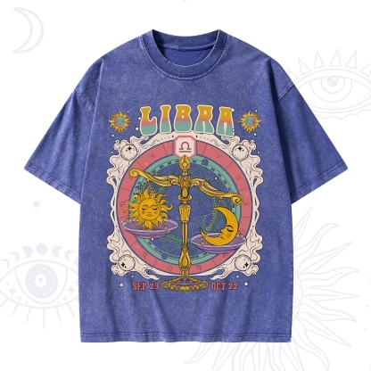 Purplehecate Libra Cosmic Zodiac Washed T-Shirt