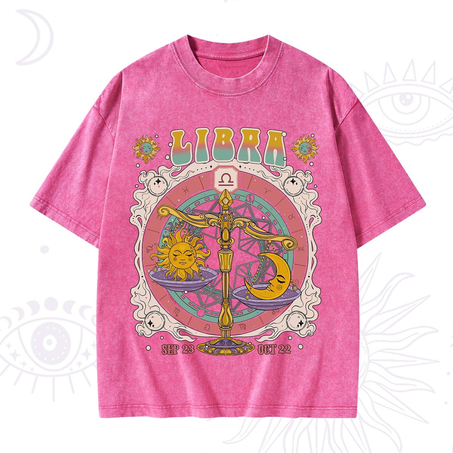 Purplehecate Libra Cosmic Zodiac Washed T-Shirt