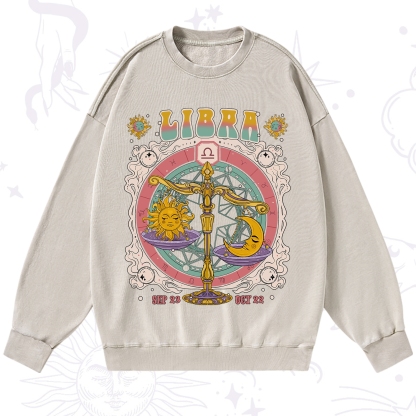 Purplehecate Libra Cosmic Zodiac Washed Sweatshirt