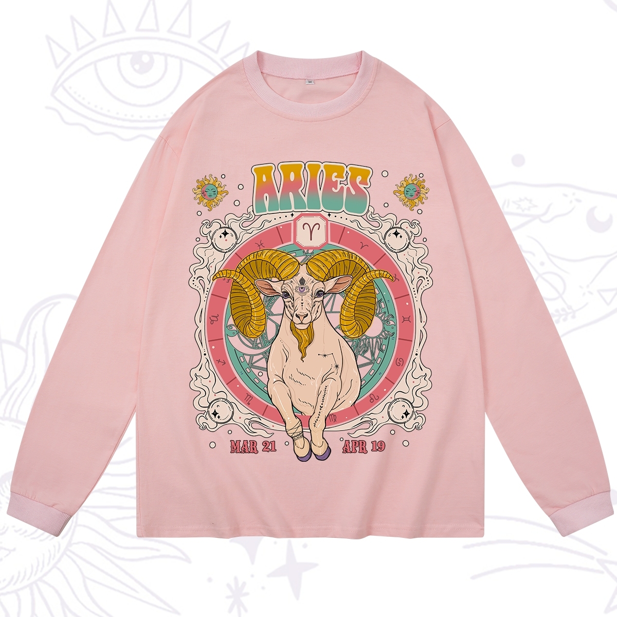 Purplehecate Aries Cosmic Zodiac Long Sleeve T-Shirt