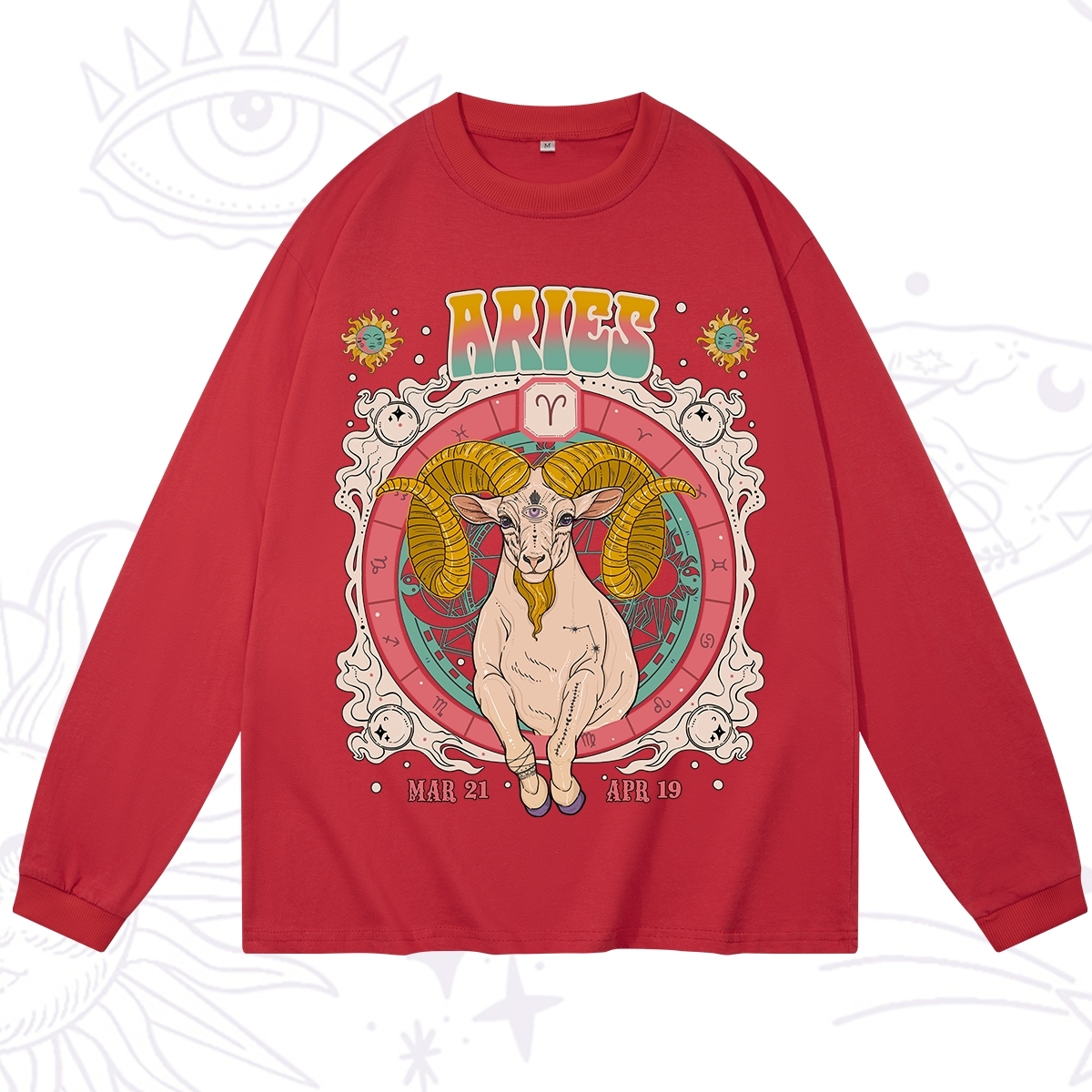Purplehecate Aries Cosmic Zodiac Long Sleeve T-Shirt