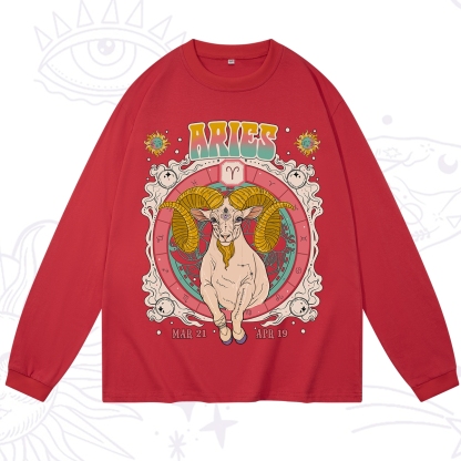 Purplehecate Aries Cosmic Zodiac Long Sleeve T-Shirt