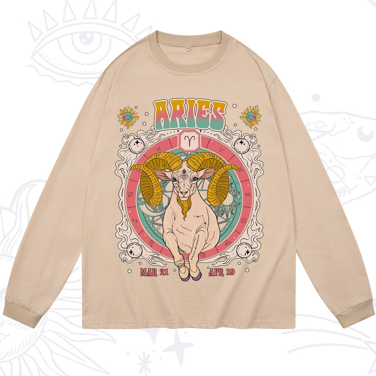 Purplehecate Aries Cosmic Zodiac Long Sleeve T-Shirt