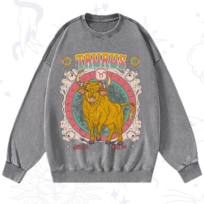 Purplehecate Taurus Cosmic Zodiac  Washed Sweatshirt