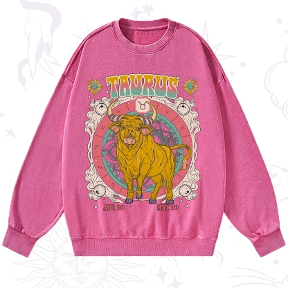 Purplehecate Taurus Cosmic Zodiac  Washed Sweatshirt