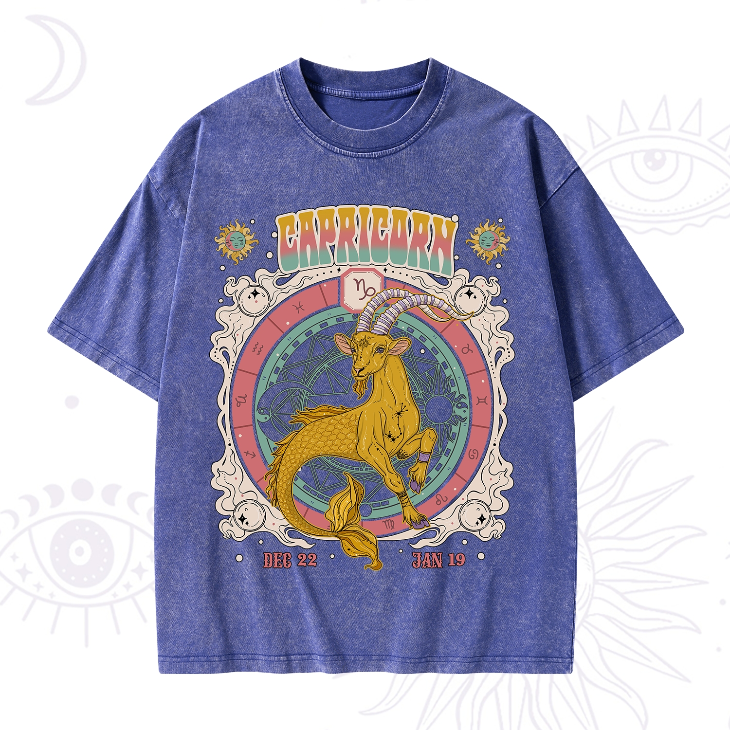 Purplehecate Capricorn Cosmic Zodiac Washed T-Shirt