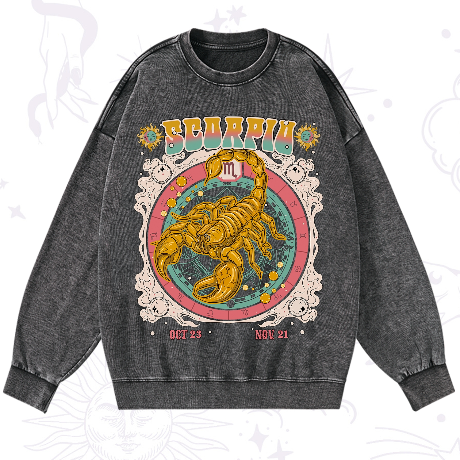 Purplehecate Scorpio Cosmic Zodiac Washed Sweatshirt