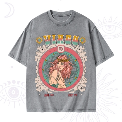 Purplehecate Virgo Cosmic Zodiac Washed T-Shirt