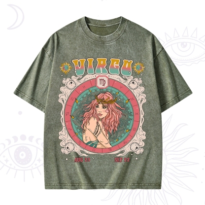 Purplehecate Virgo Cosmic Zodiac Washed T-Shirt