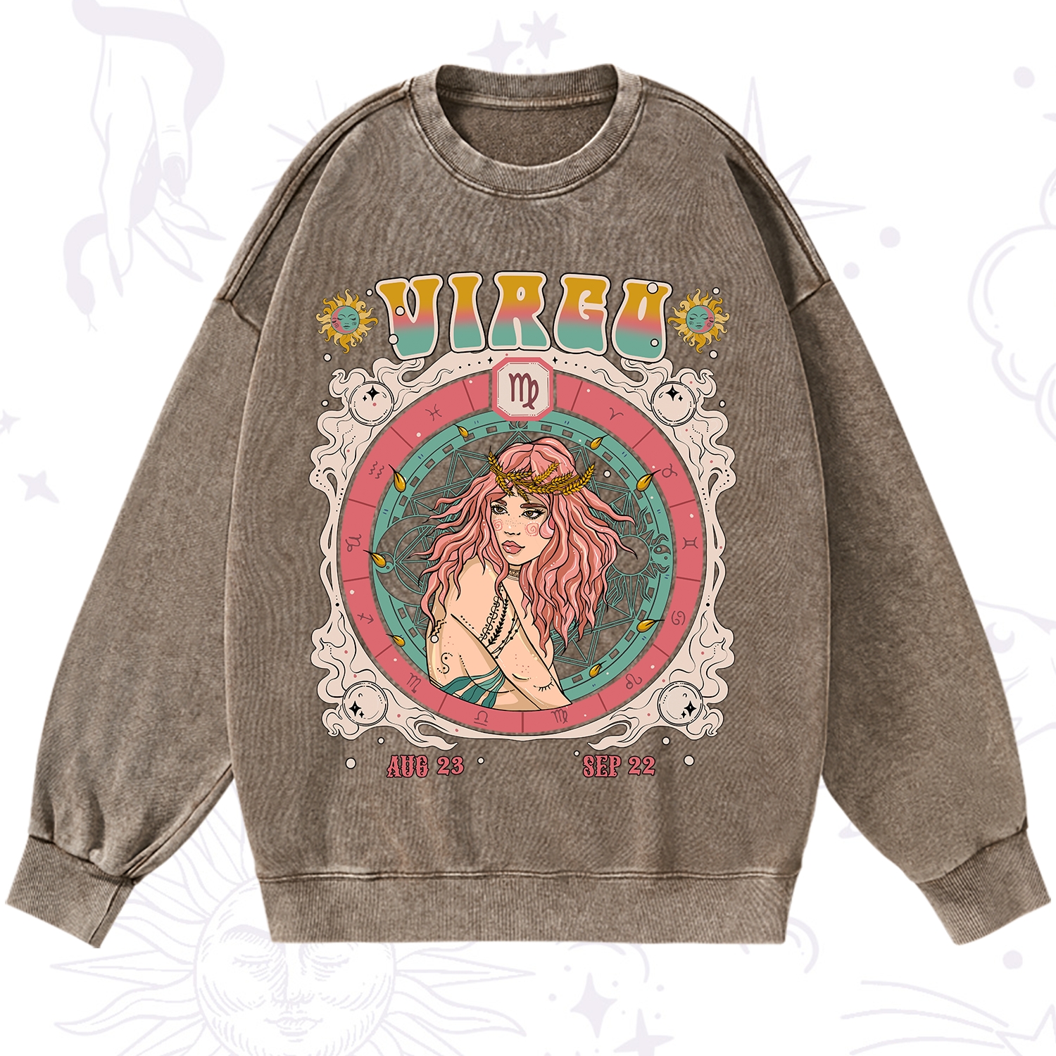 Purplehecate Virgo Cosmic Zodiac Washed Sweatshirt