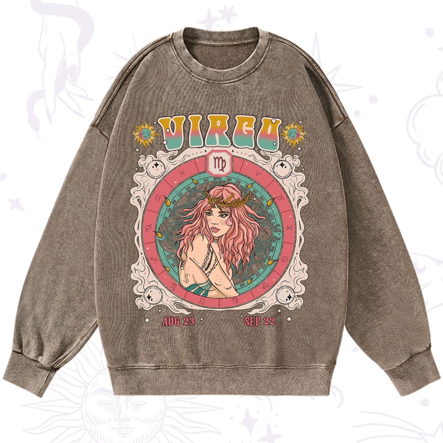 Purplehecate Virgo Cosmic Zodiac Washed Sweatshirt