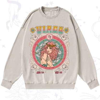 Purplehecate Virgo Cosmic Zodiac Washed Sweatshirt