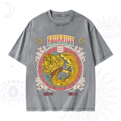 Purplehecate Aquarius Cosmic Zodiac Washed T-Shirt