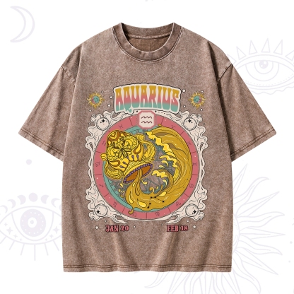 Purplehecate Aquarius Cosmic Zodiac Washed T-Shirt