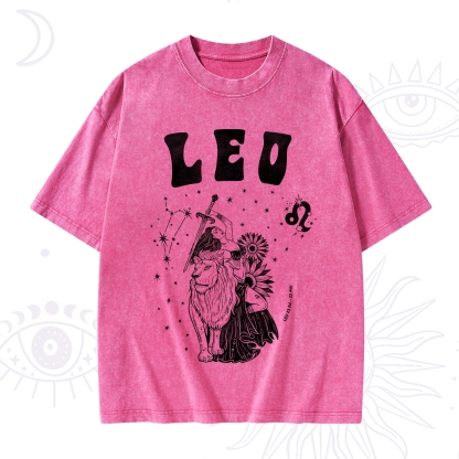 Purplehecate Leo Zodiac Glyphs  Washed T-Shirt