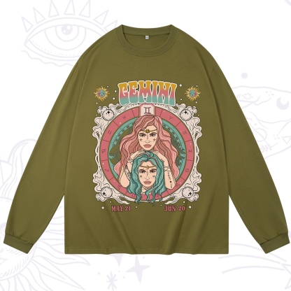 Purplehecate Gemini Cosmic Zodiac Long Sleeve T-Shirt
