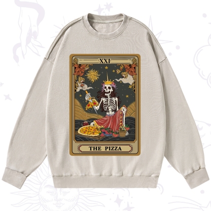 Purplehecate The Pizza Tarot Card Washed Sweatshirt