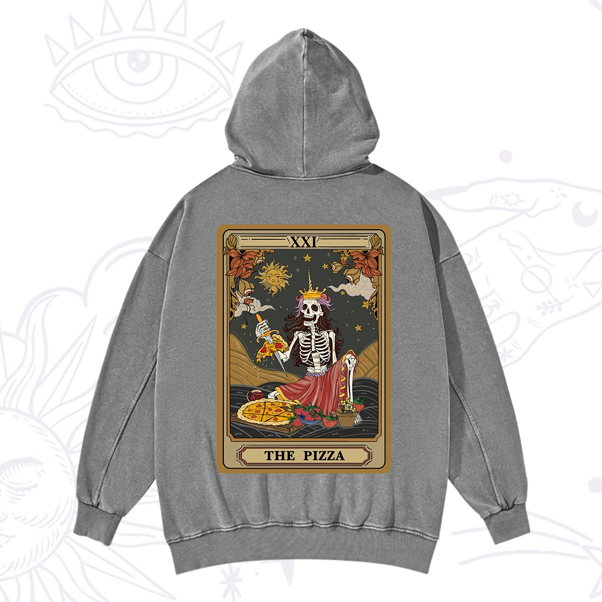 Purplehecate The Pizza Tarot Card Washed Hoodie