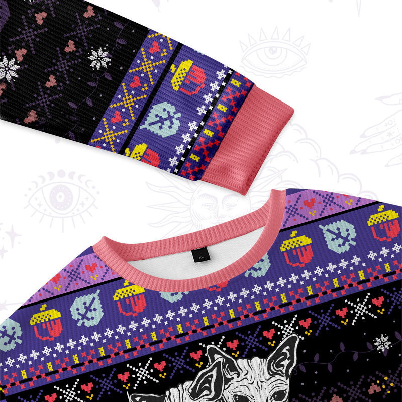 Purplehecate The Cat Goddess Bastet Ugly Christmas Sweater