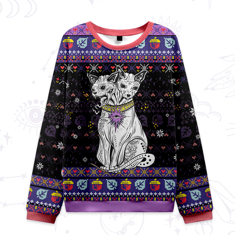 Purplehecate The Cat Goddess Bastet Ugly Christmas Sweater 