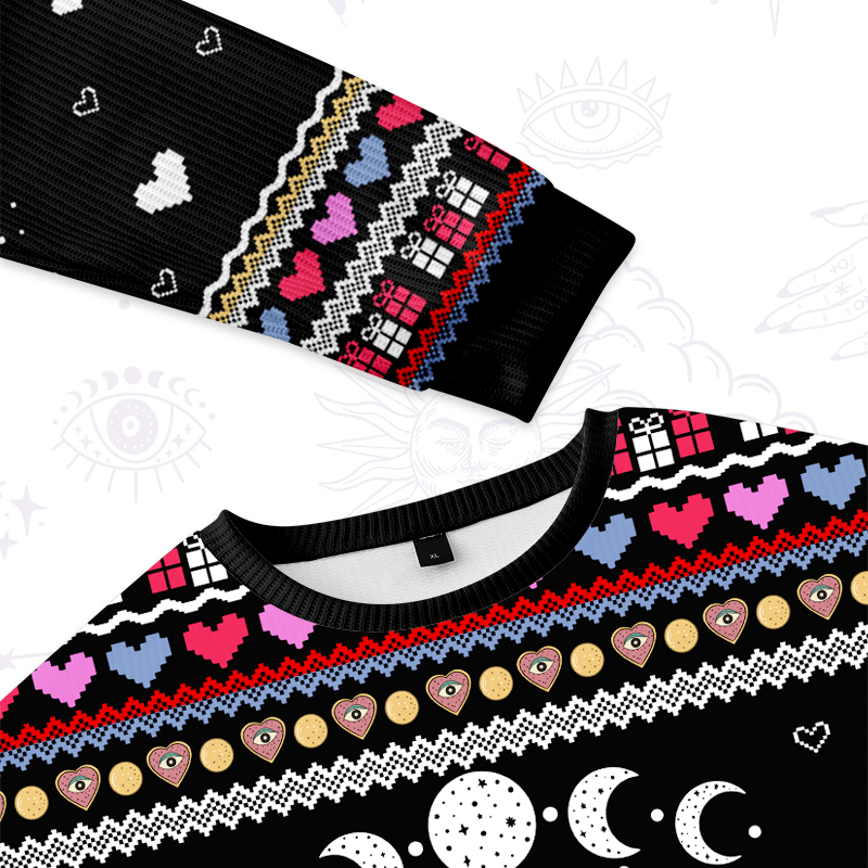 Purplehecate Snake And Moon Phase Ugly Valentine Sweatshirt