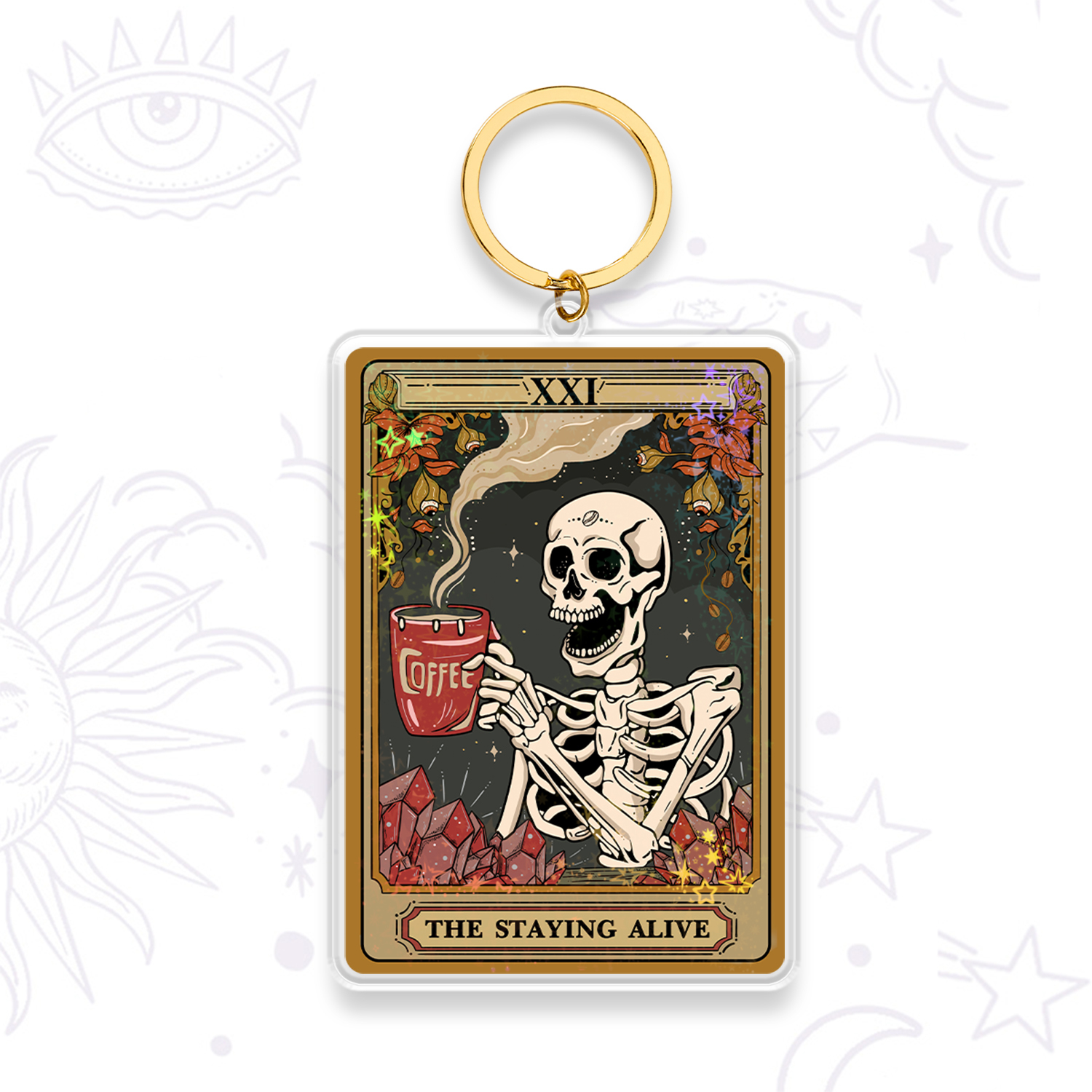 Magic Purplehecate The Staying Alive Tarot Card Keychain