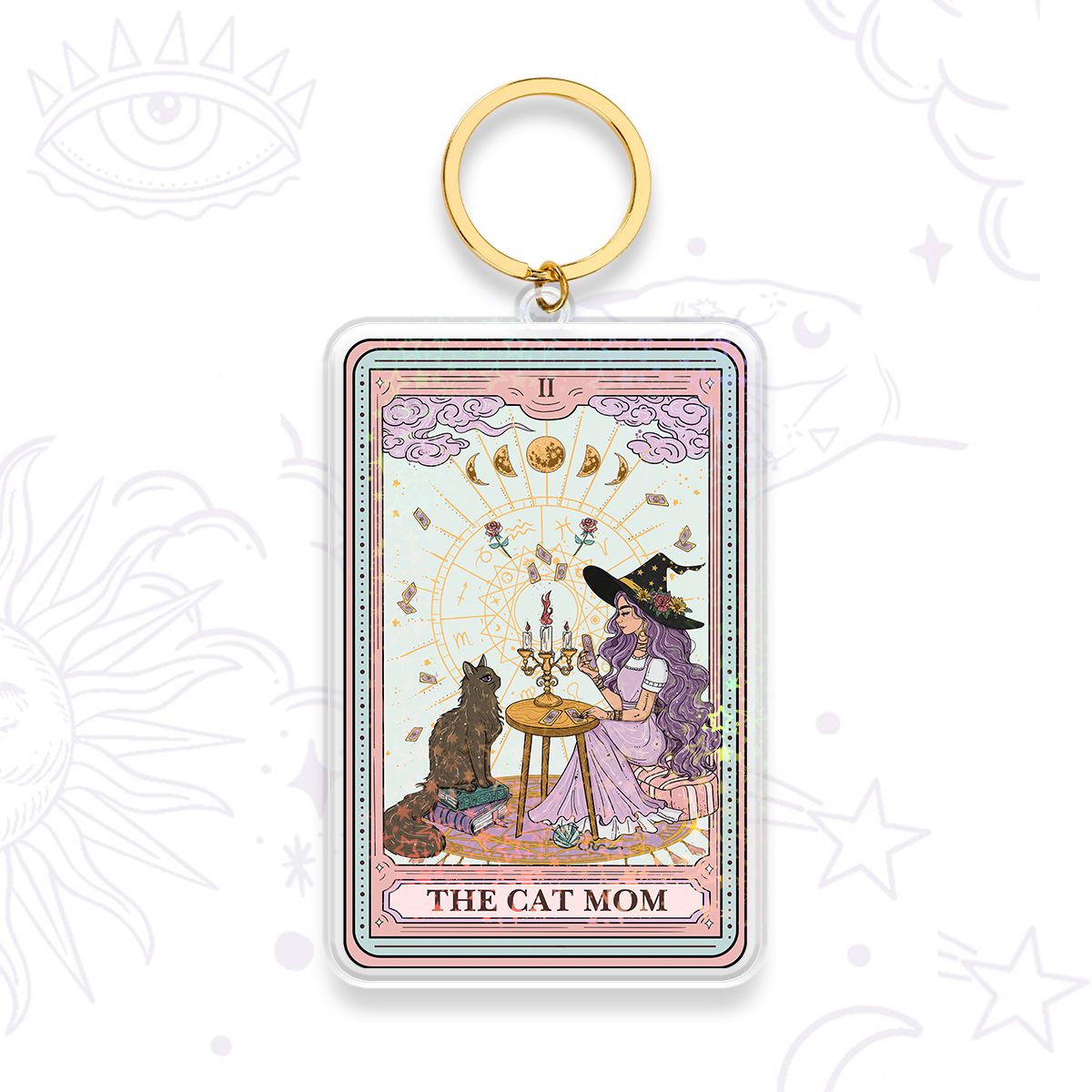 Purplehecate The Cat Witch Mom Tarot Keychain