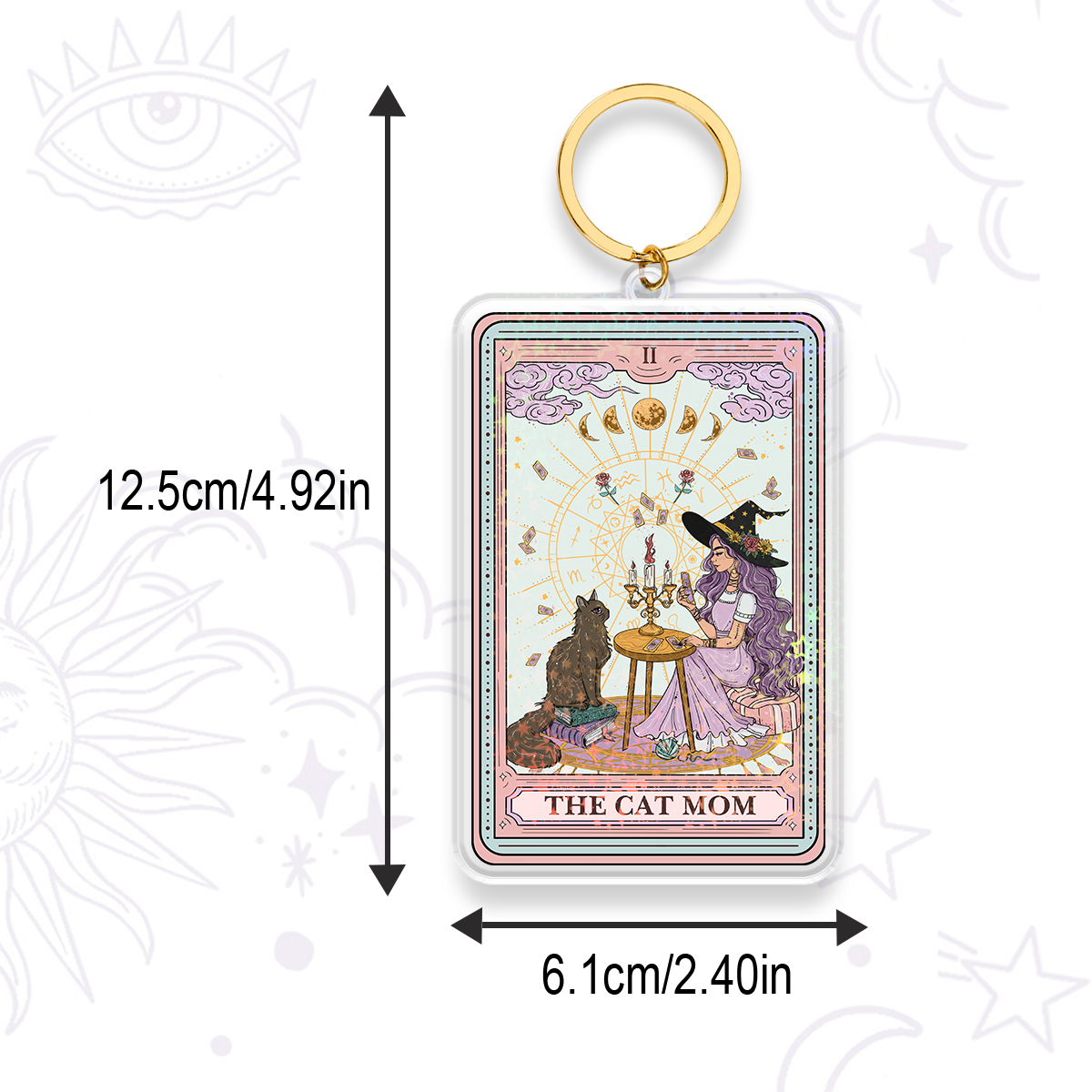 Purplehecate The Cat Witch Mom Tarot Keychain