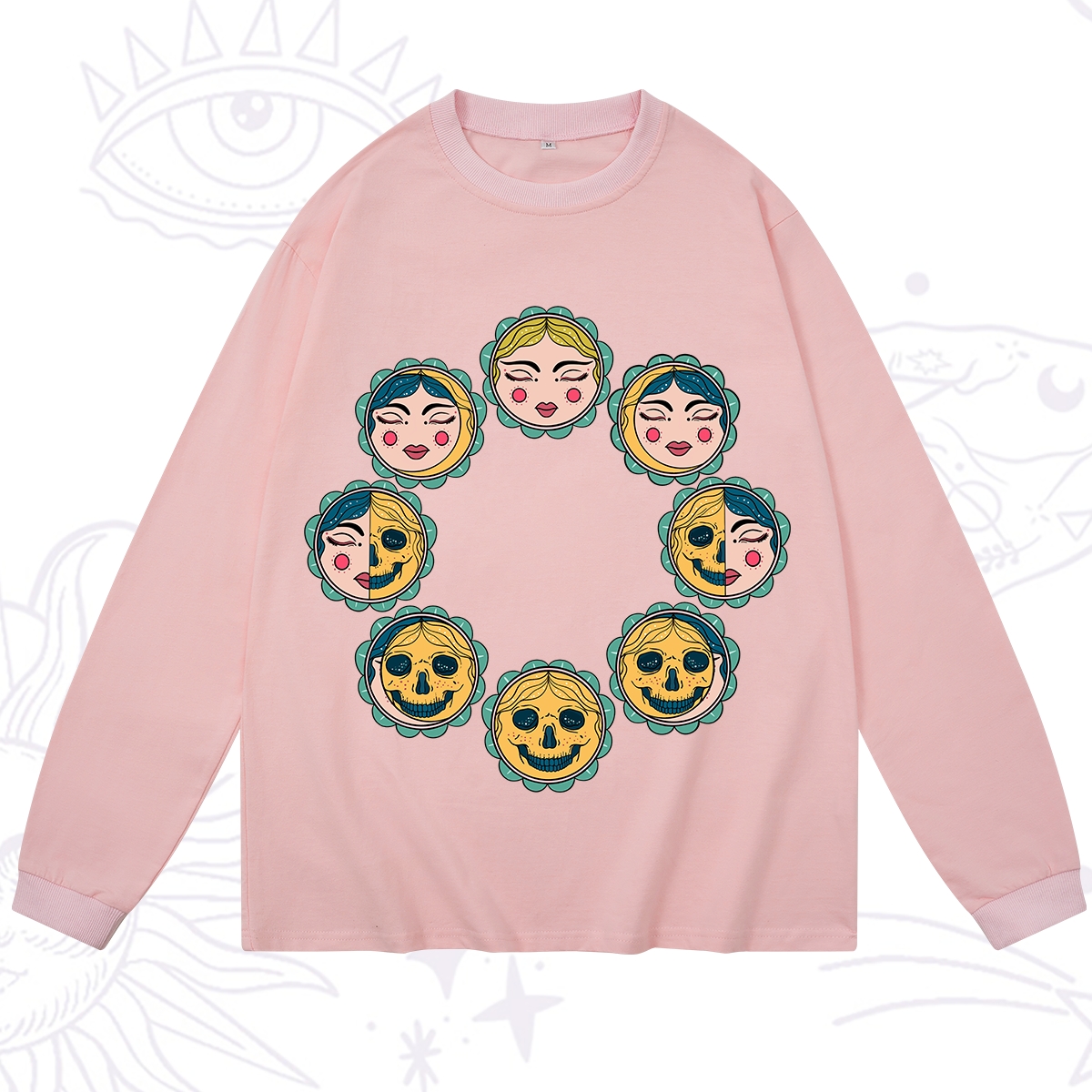 Purplehecate Lunar Skull Cycle Long Sleeve T-Shirt