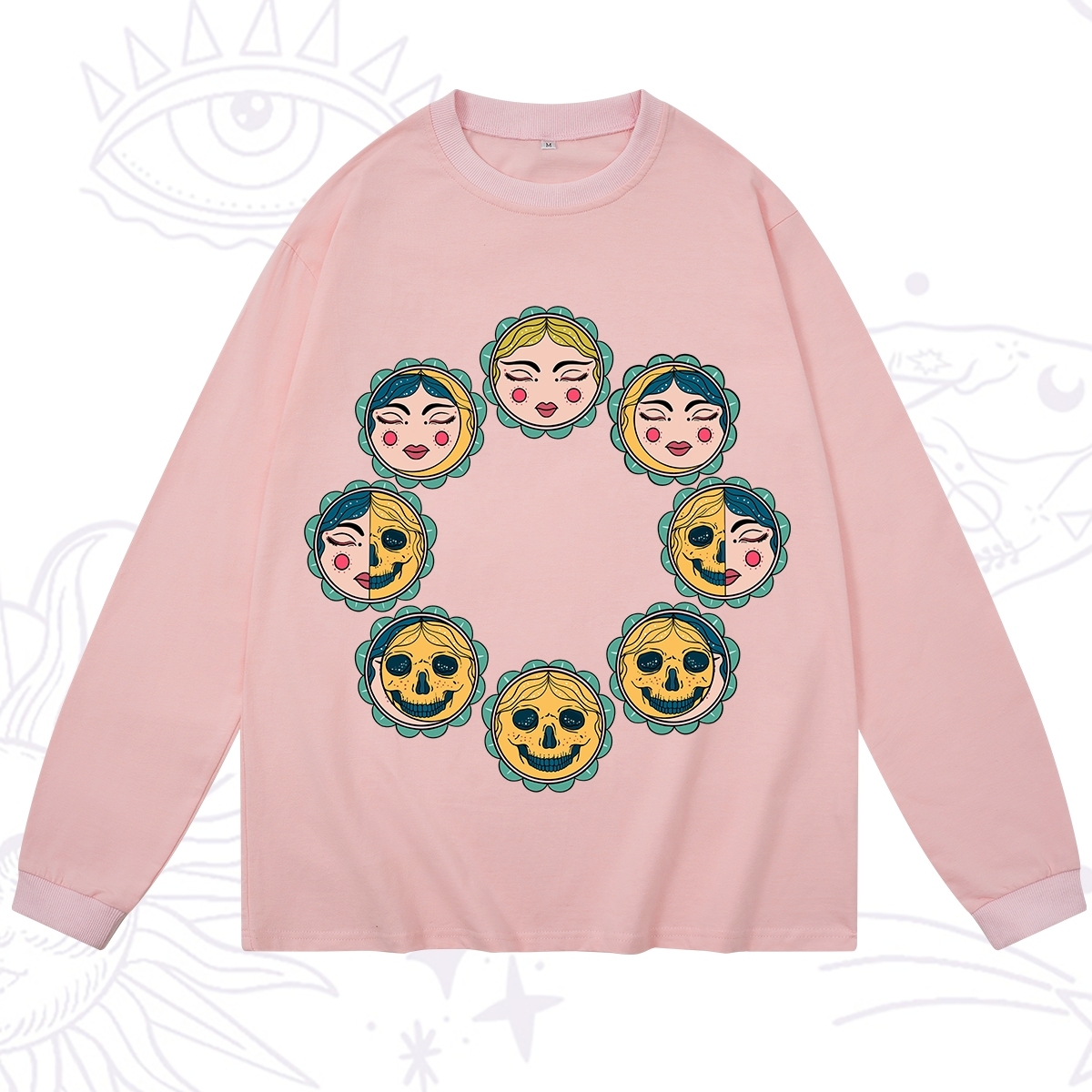 Purplehecate Lunar Skull Cycle Long Sleeve T-Shirt