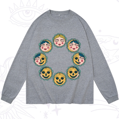 Purplehecate Lunar Skull Cycle Long Sleeve T-Shirt
