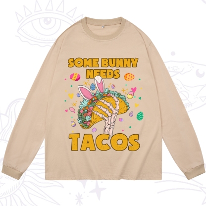 Purplehecate Some Bunny Needs Tacos Easter Long Sleeve T-Shirt