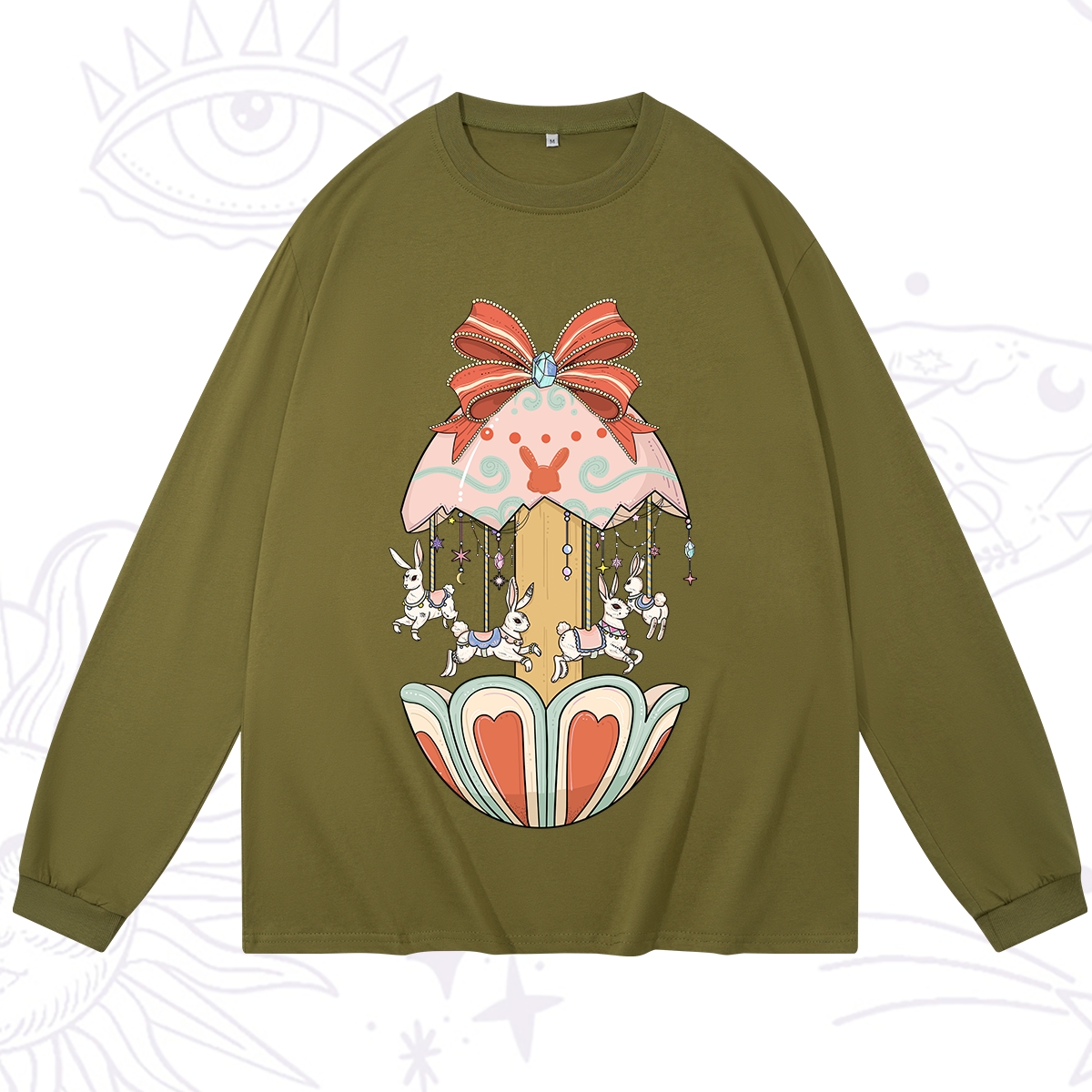 Purplehecate Bunny Carousel Easter Long Sleeve T-Shirt