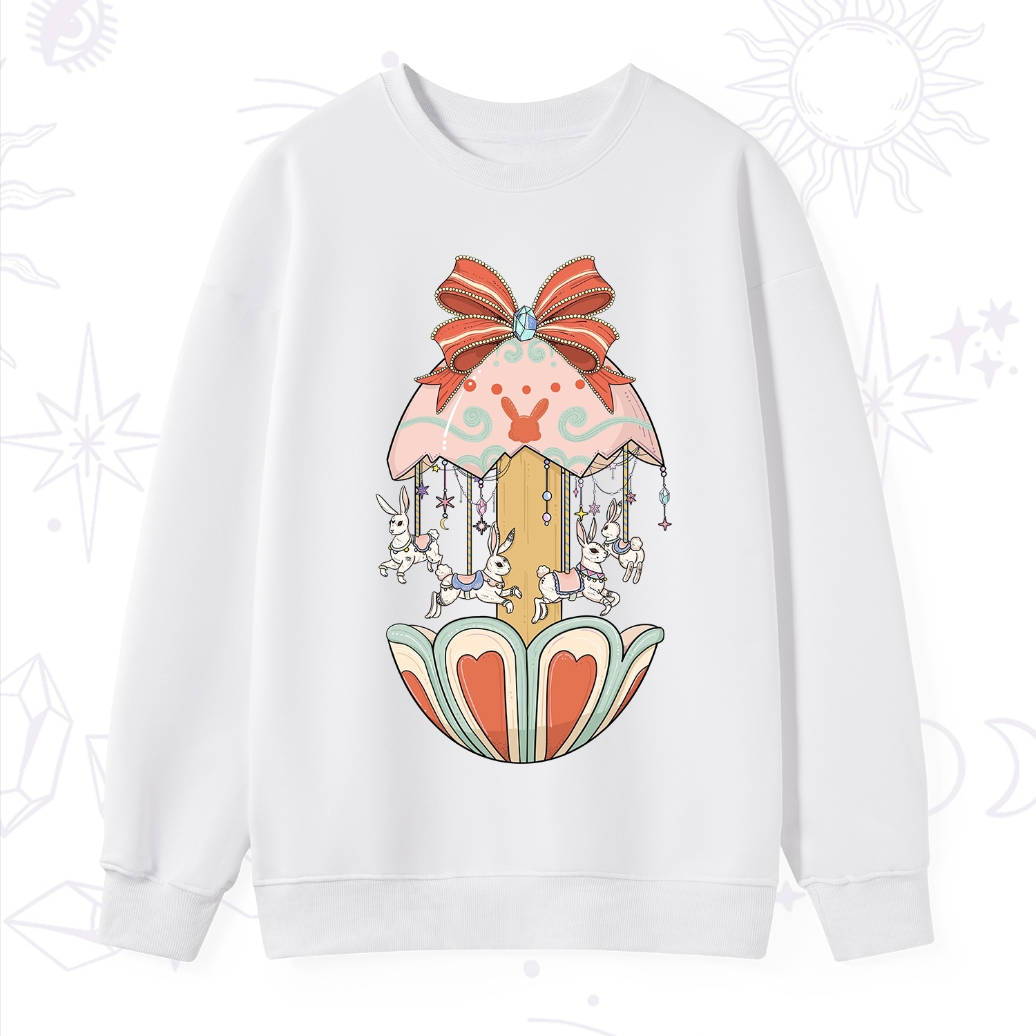 Purplehecate Bunny Carousel Easter Sweatshirt