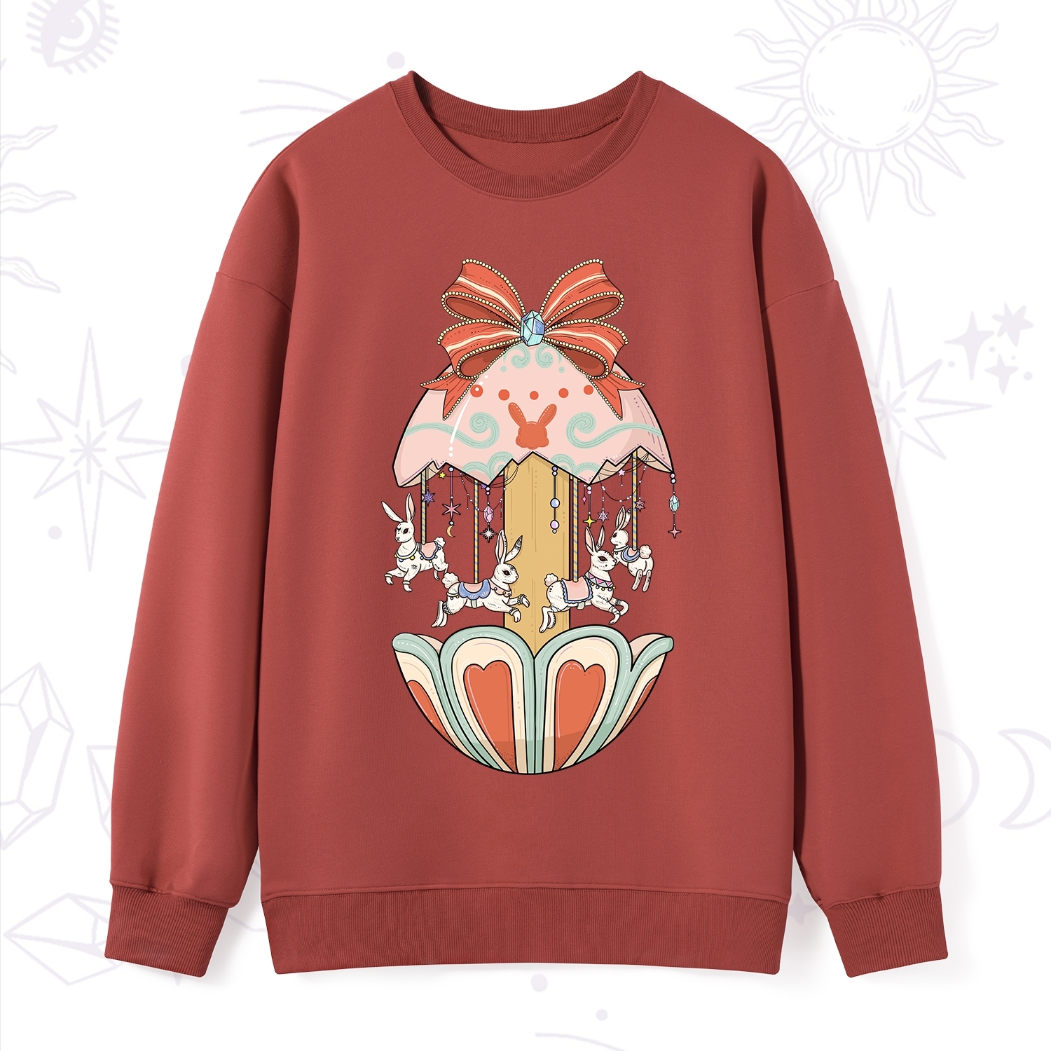 Purplehecate Bunny Carousel Easter Sweatshirt