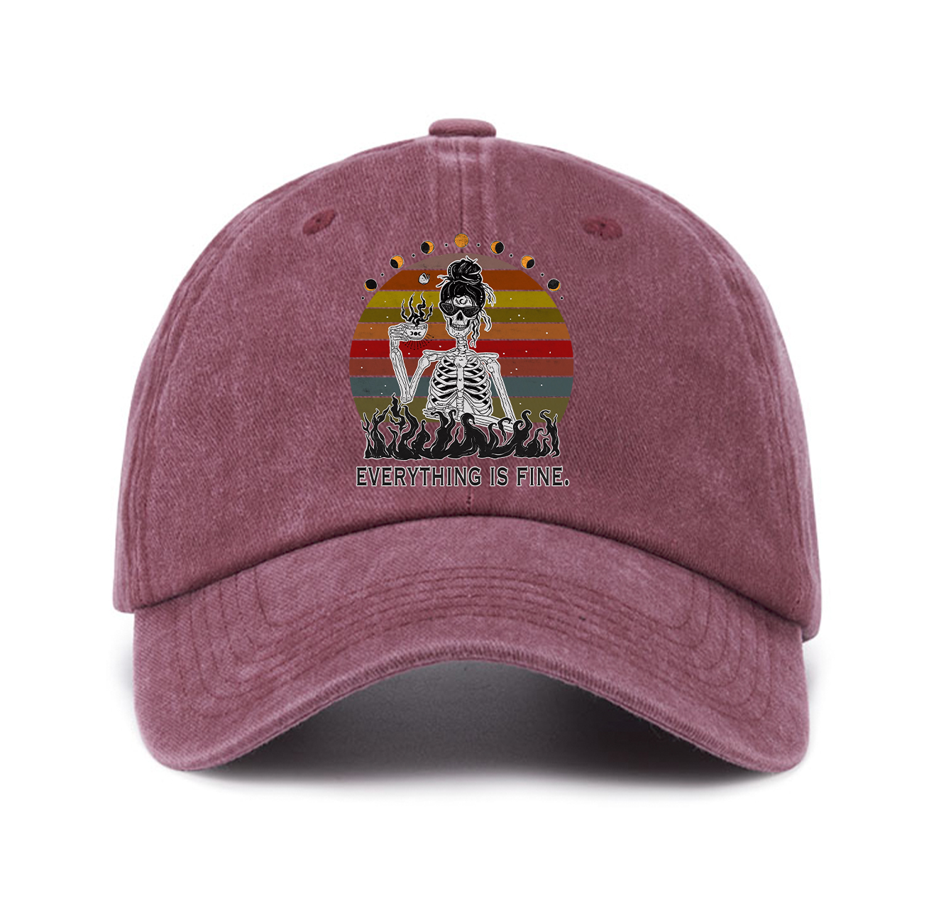 Purplehecate Everything Is Fine Skeleton Baseball Cap