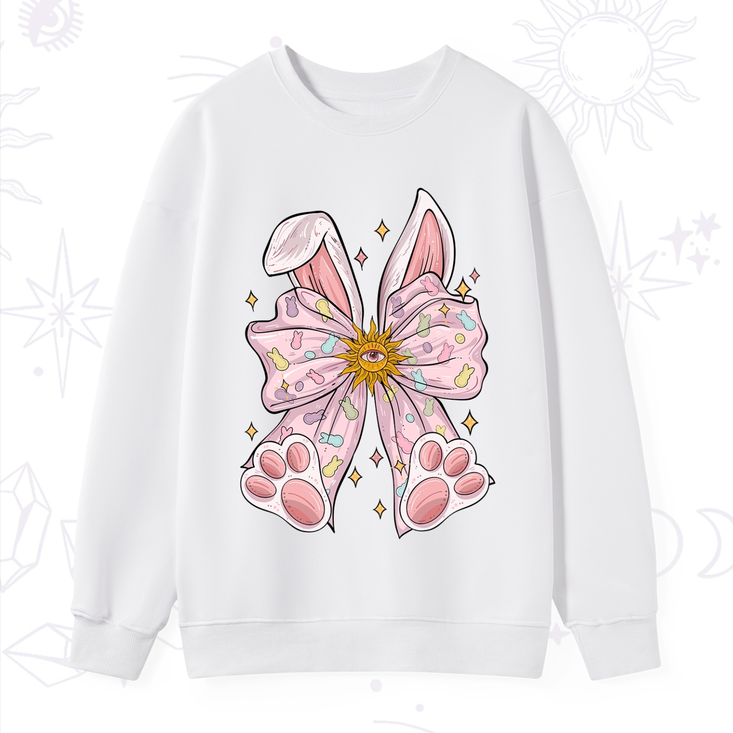 Purplehecate Mystical Bunny Bow Easter Sweatshirt