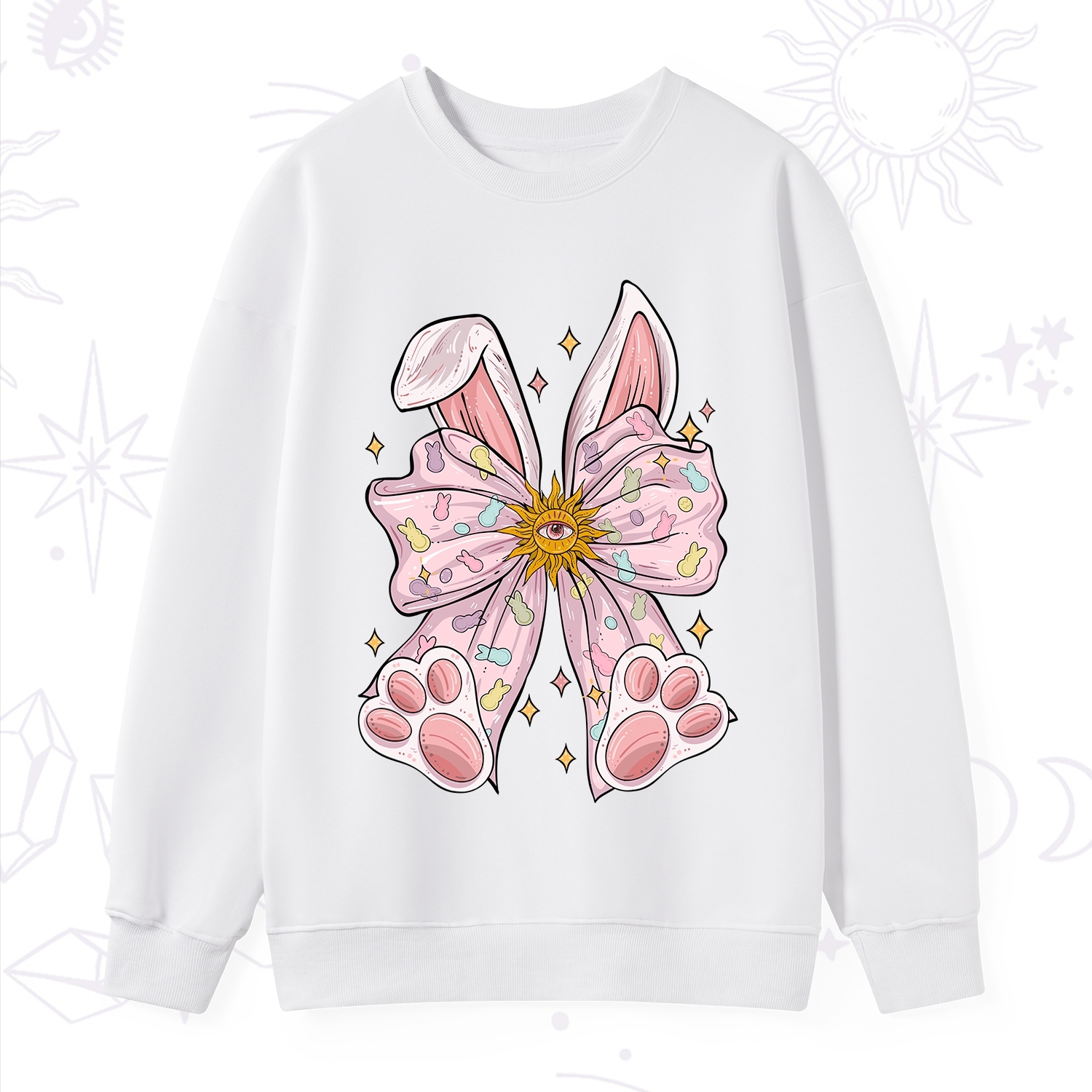Purplehecate Mystical Bunny Bow Easter Sweatshirt