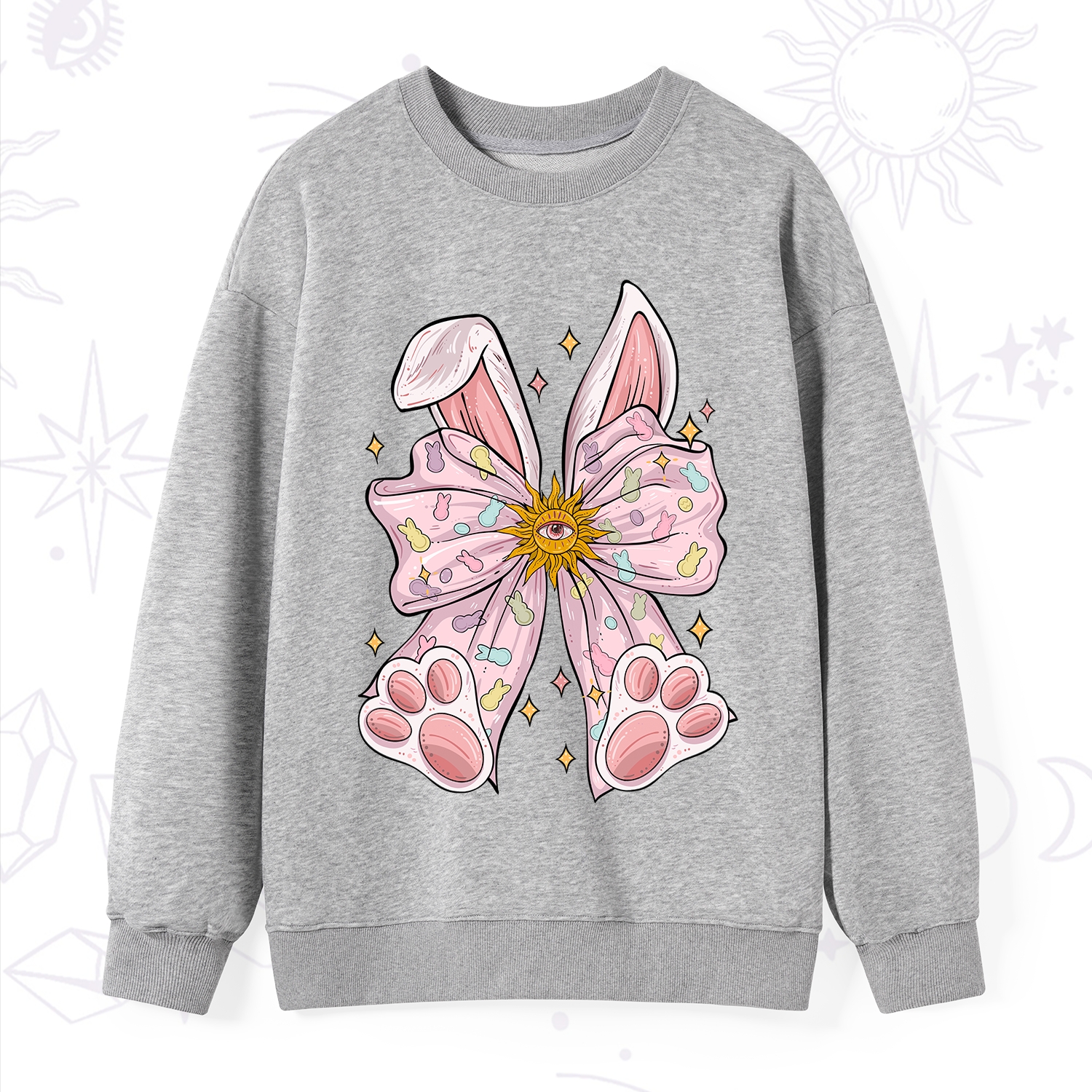 Purplehecate Mystical Bunny Bow Easter Sweatshirt