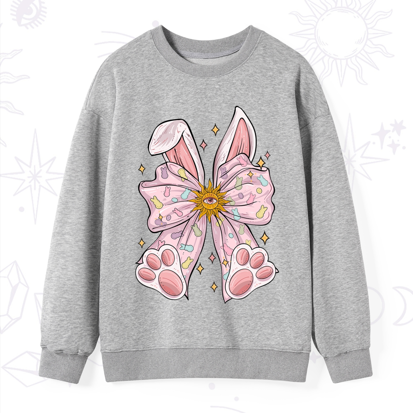 Purplehecate Mystical Bunny Bow Easter Sweatshirt