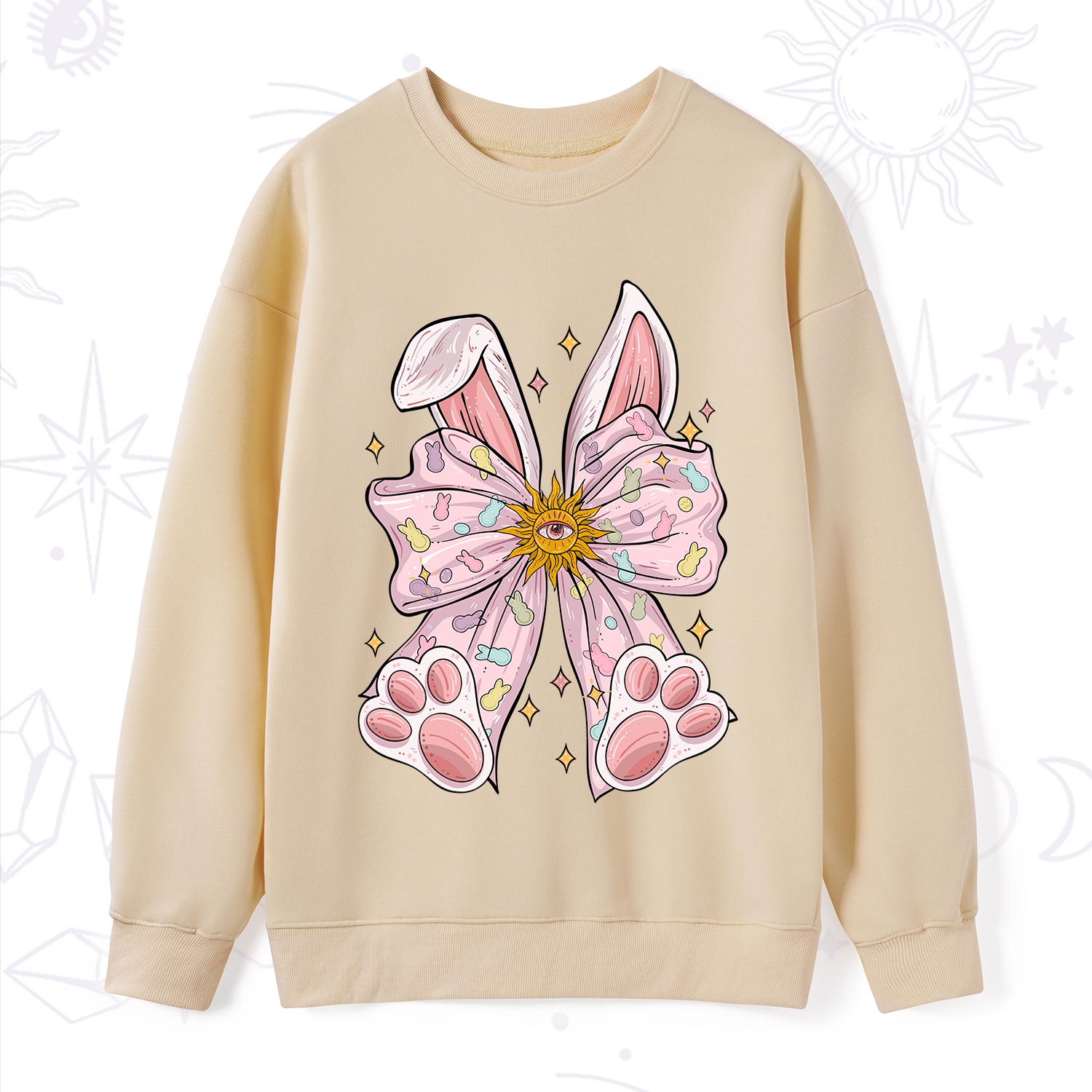 Purplehecate Mystical Bunny Bow Easter Sweatshirt