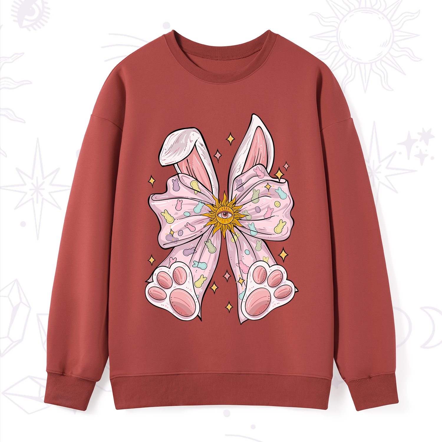 Purplehecate Mystical Bunny Bow Easter Sweatshirt
