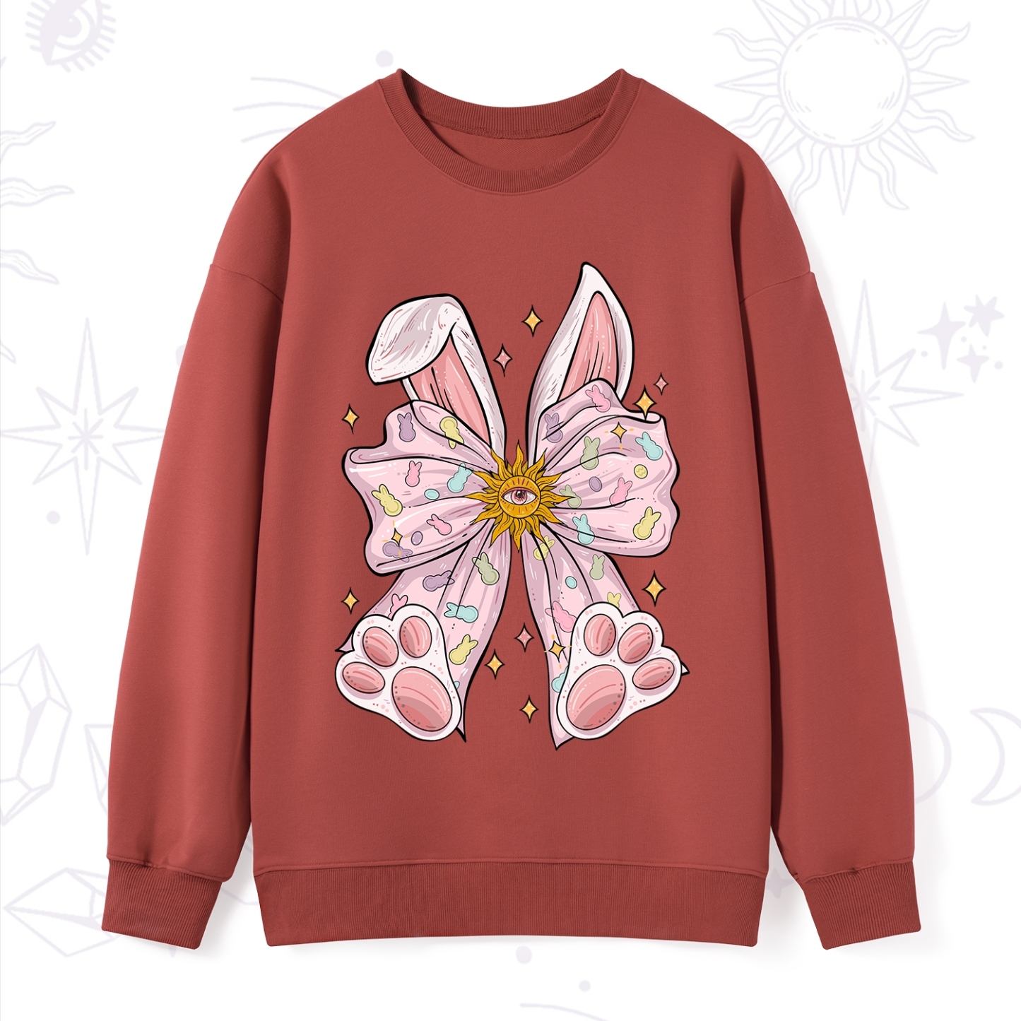 Purplehecate Mystical Bunny Bow Easter Sweatshirt