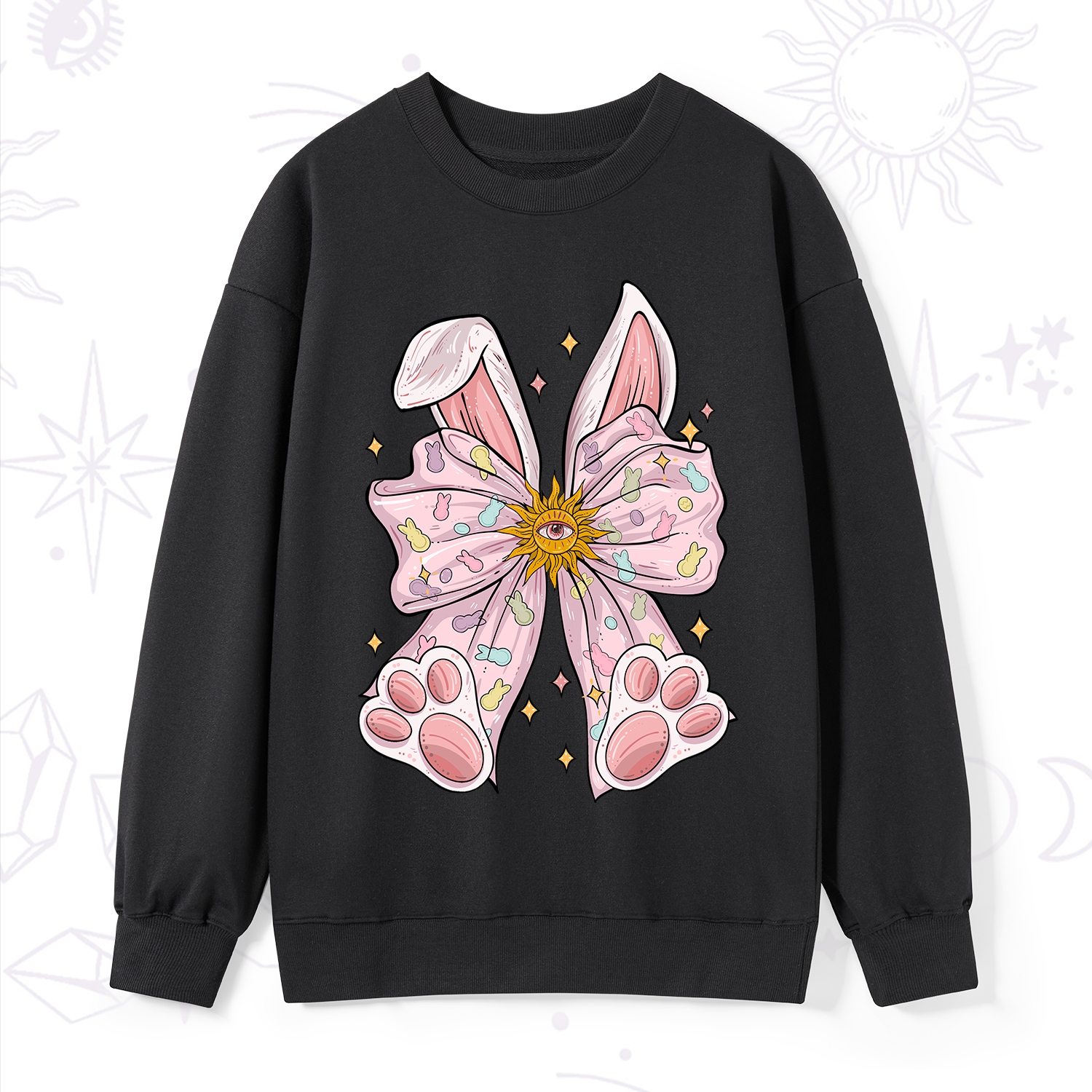Purplehecate Mystical Bunny Bow Easter Sweatshirt