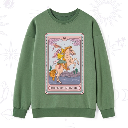 Purplehecate The Skeleton Cowgirl Tarot Card Sweatshirt