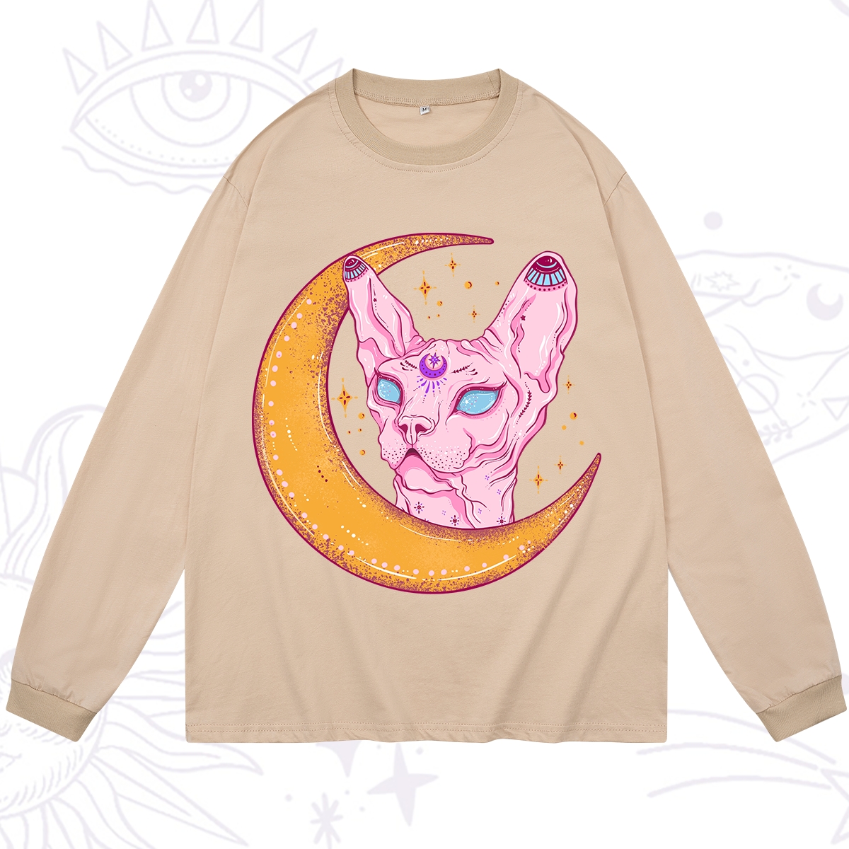 Purplehecate Mystical Witchy Cat Long Sleeve T-Shirt