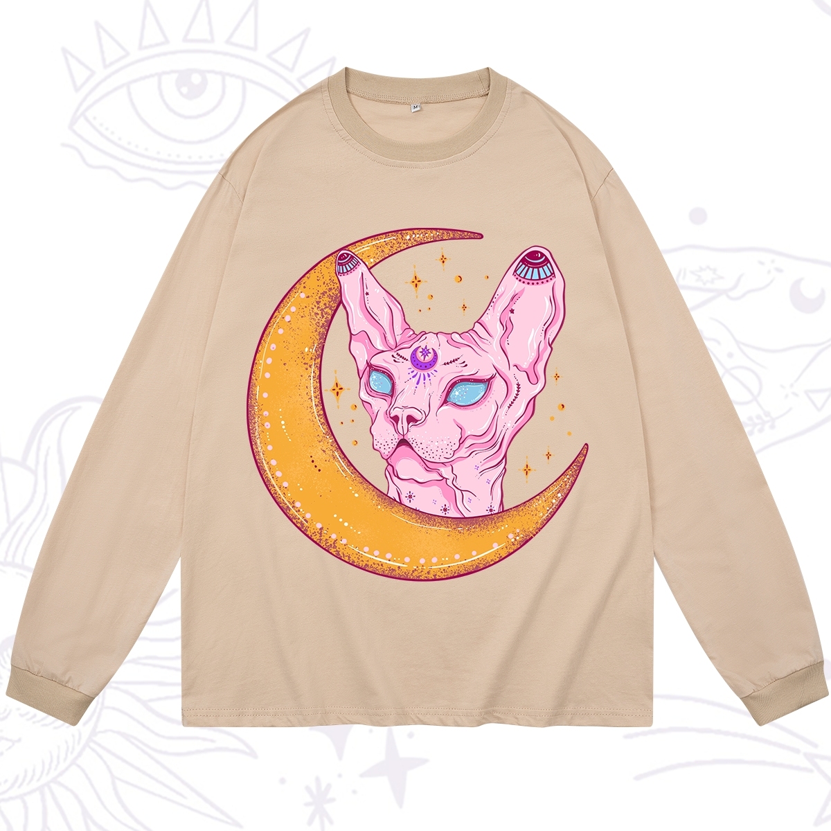 Purplehecate Mystical Witchy Cat Long Sleeve T-Shirt