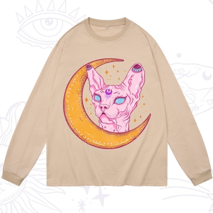 Purplehecate Mystical Witchy Cat Long Sleeve T-Shirt
