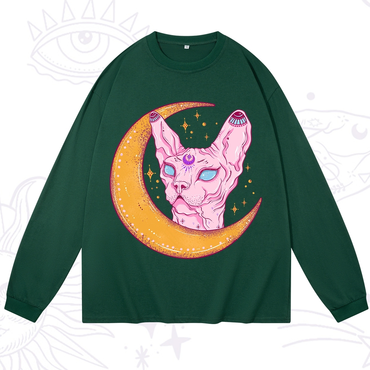 Purplehecate Mystical Witchy Cat Long Sleeve T-Shirt
