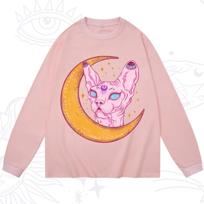 Purplehecate Mystical Witchy Cat Long Sleeve T-Shirt